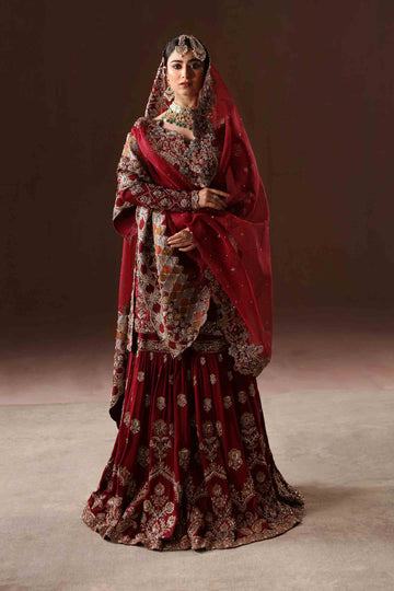Classic Red Gharara - BRIDAL