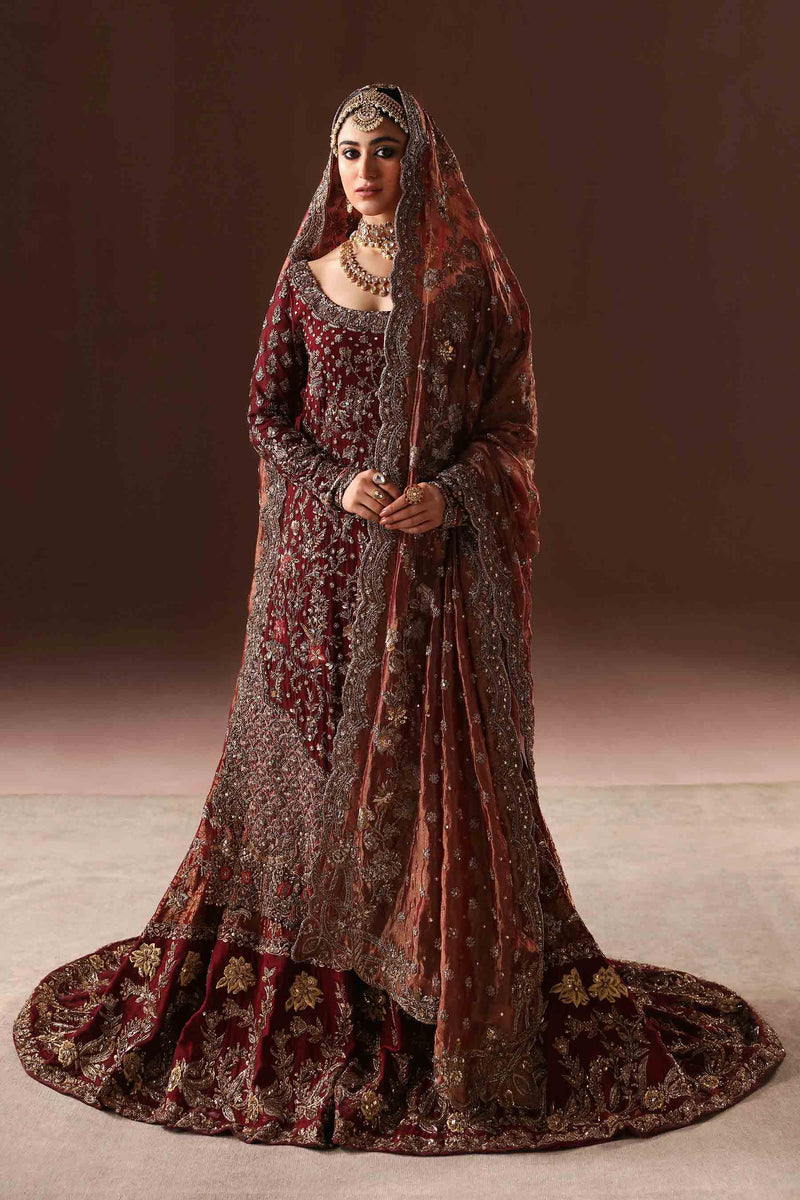 Maroon and Antique gold farshi gharara set - BRIDAL