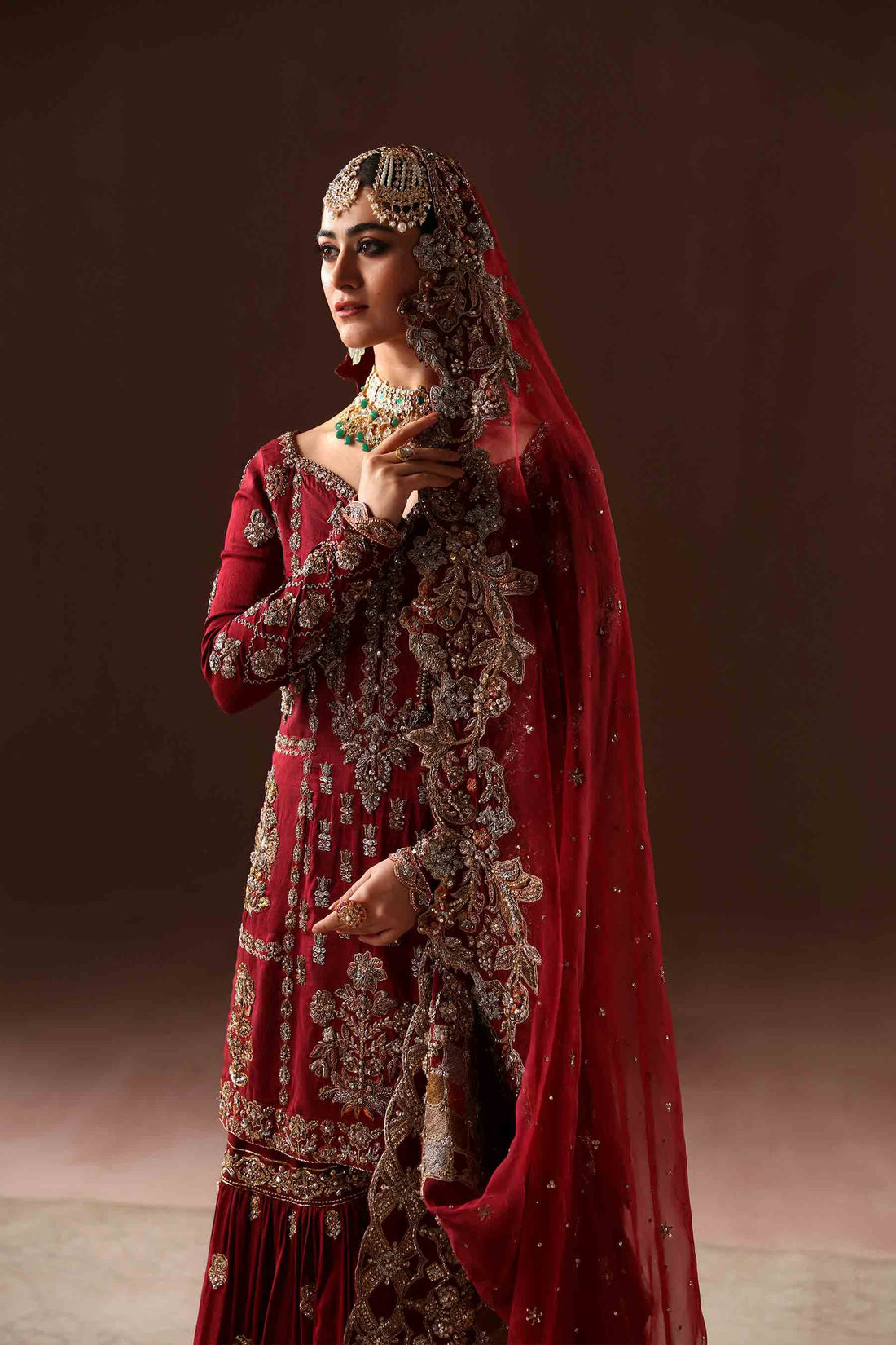 Classic Red Gharara - BRIDAL